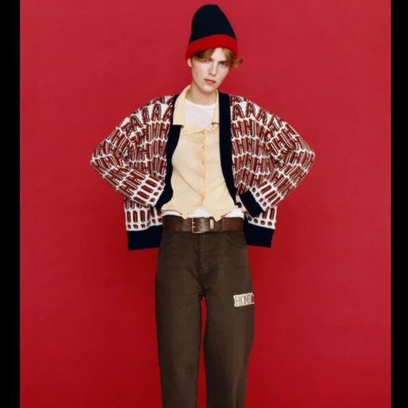 Zara Home Alone Logo Wool blend knit Jacket Cardigan NWT - Picture 8 of 16